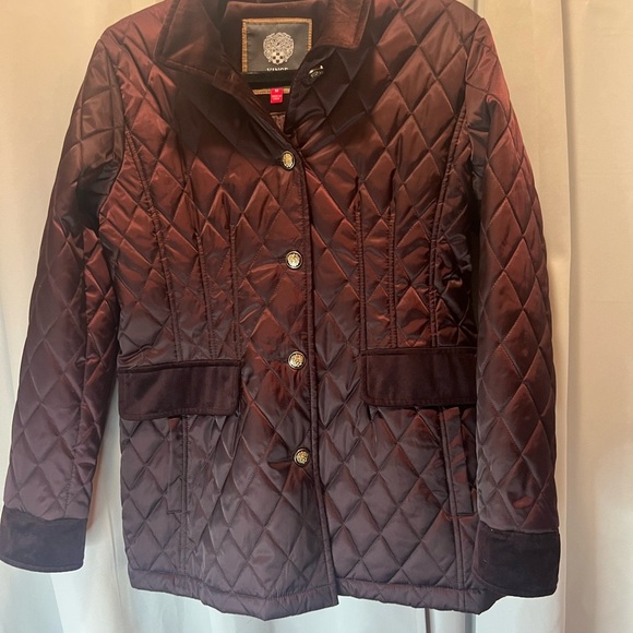 Vince Camuto Purple Satin and Velvet Quilted Jacket with High Collar Size Medium - Picture 2 of 12